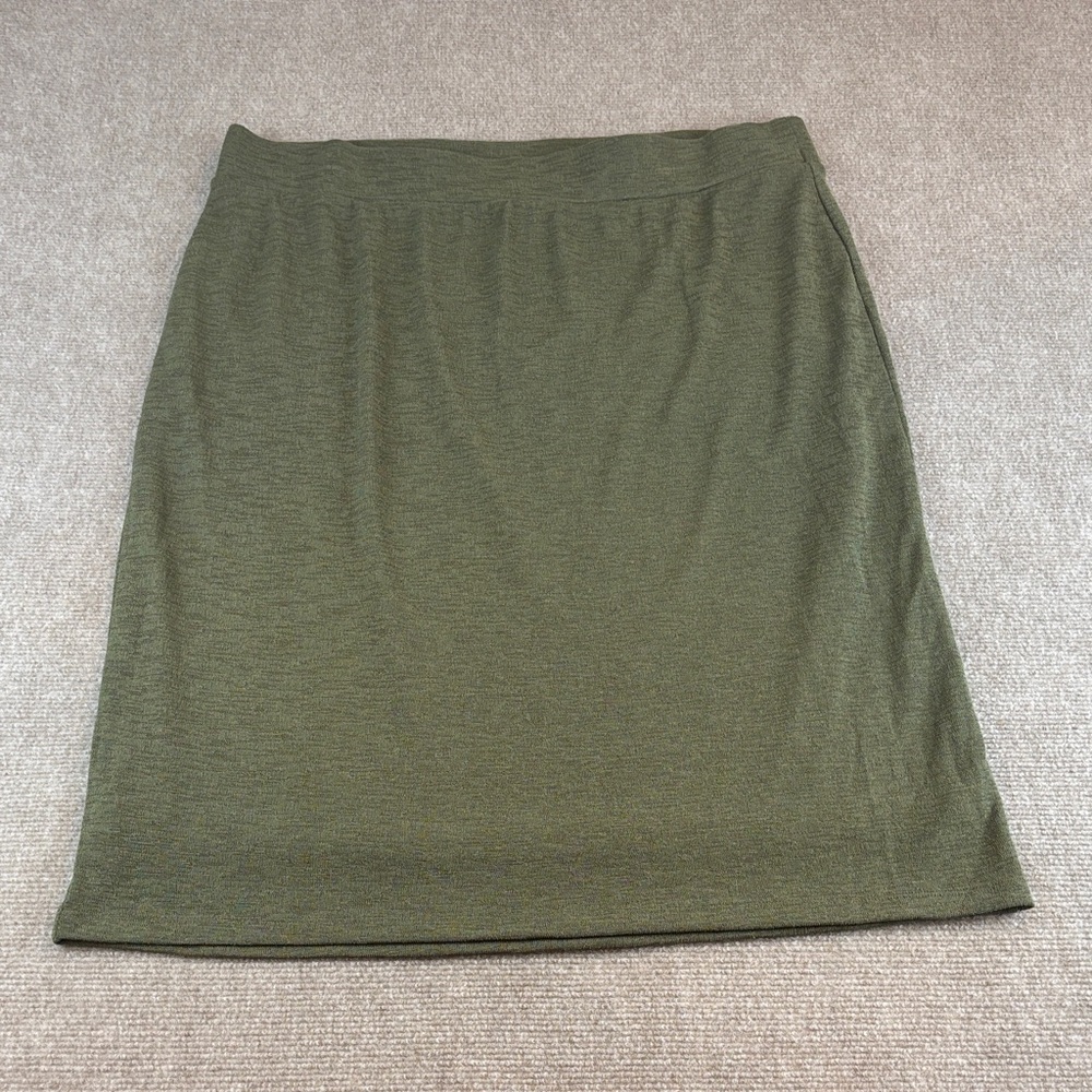 Liz Claiborne Women's Forest Green Lined Pull On Knit Pencil Skirt Size XL